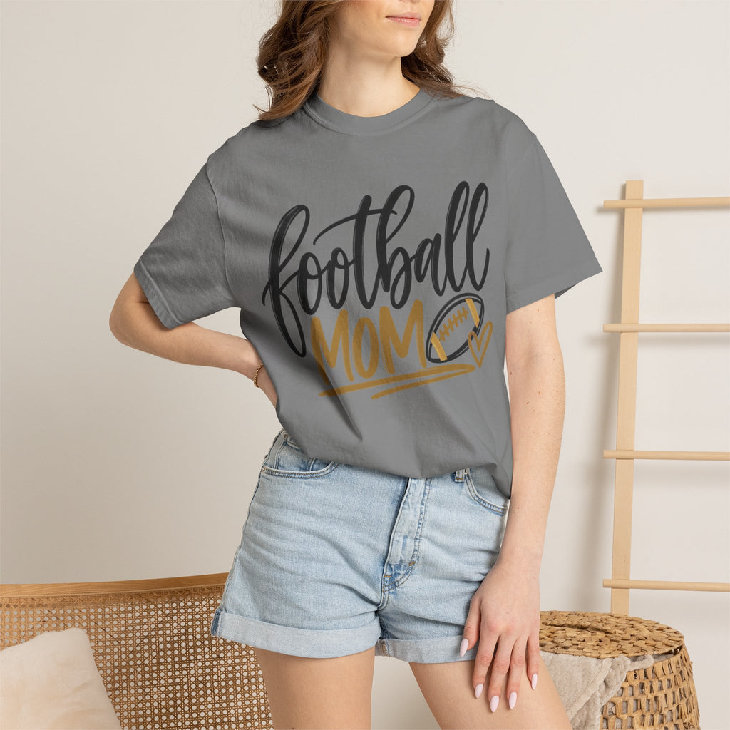 Football Mom T-Shirt — Athletic Mom Tee with Football Script Design