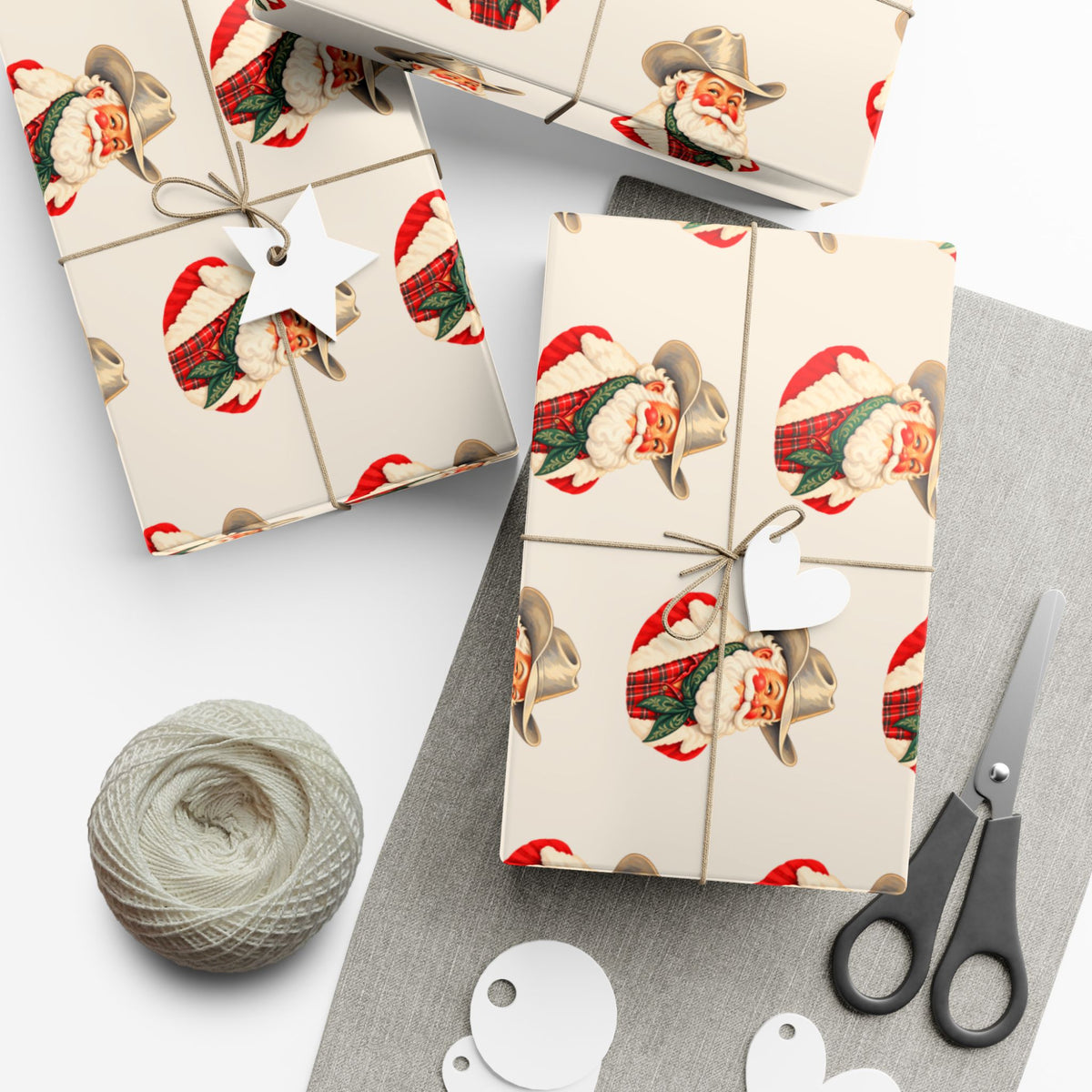 Vintage Cowboy Santa Gift Wrap Paper
