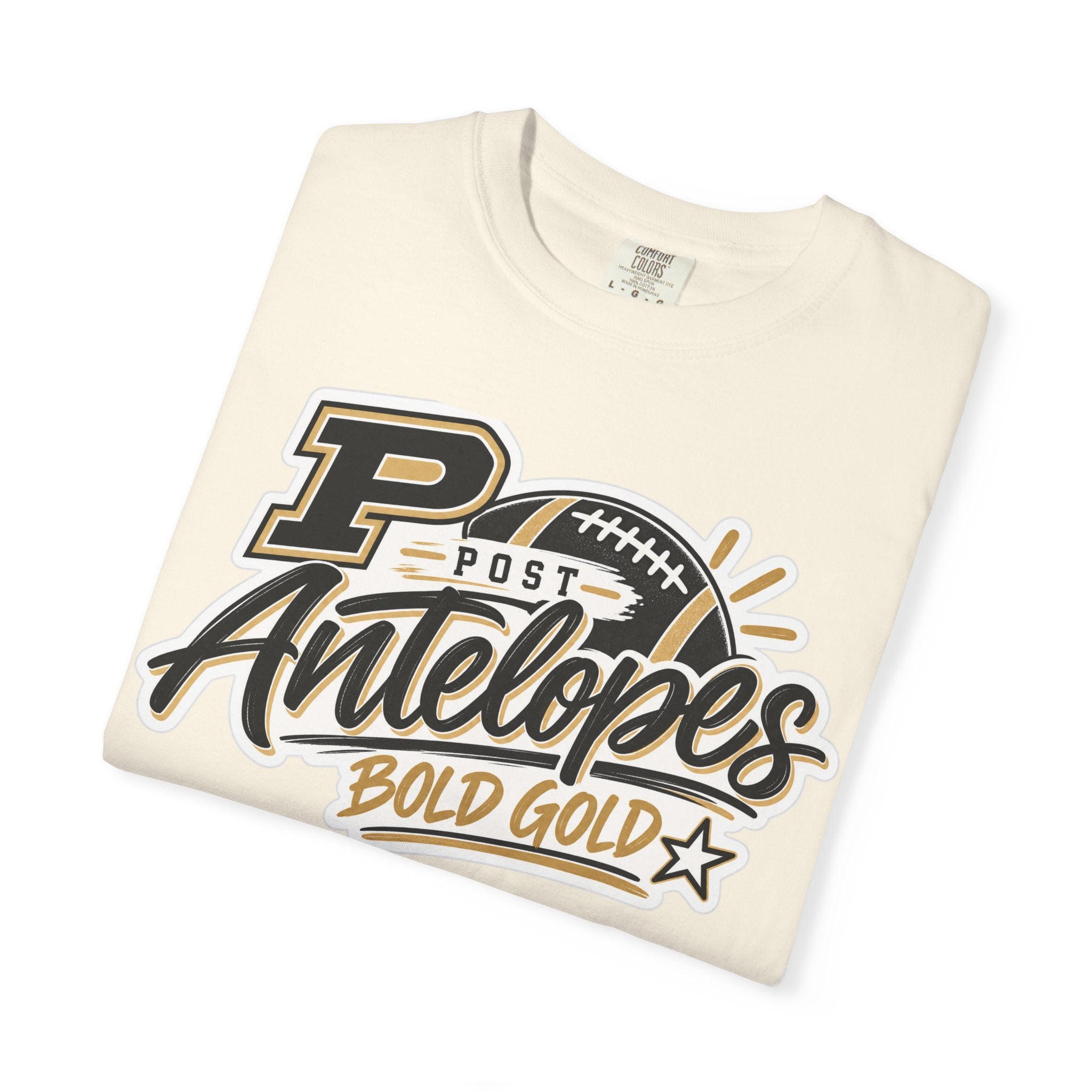 Post Antelopes Bold Gold Football T-Shirt