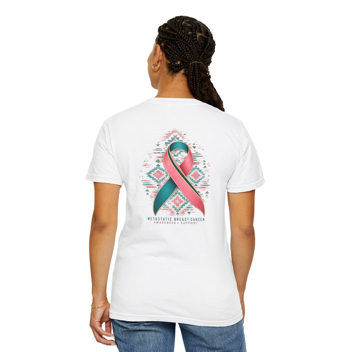 Metastatic Cancer Awareness Ribbon T‑Shirt — Garment‑Dyed Support Tee