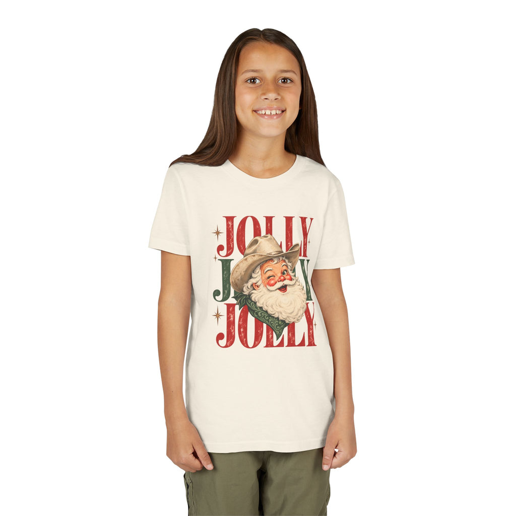Jolly Cowboy Santa Youth Short Sleeve Tee