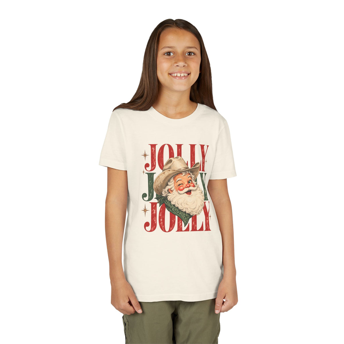 Jolly Cowboy Santa Youth Short Sleeve Tee