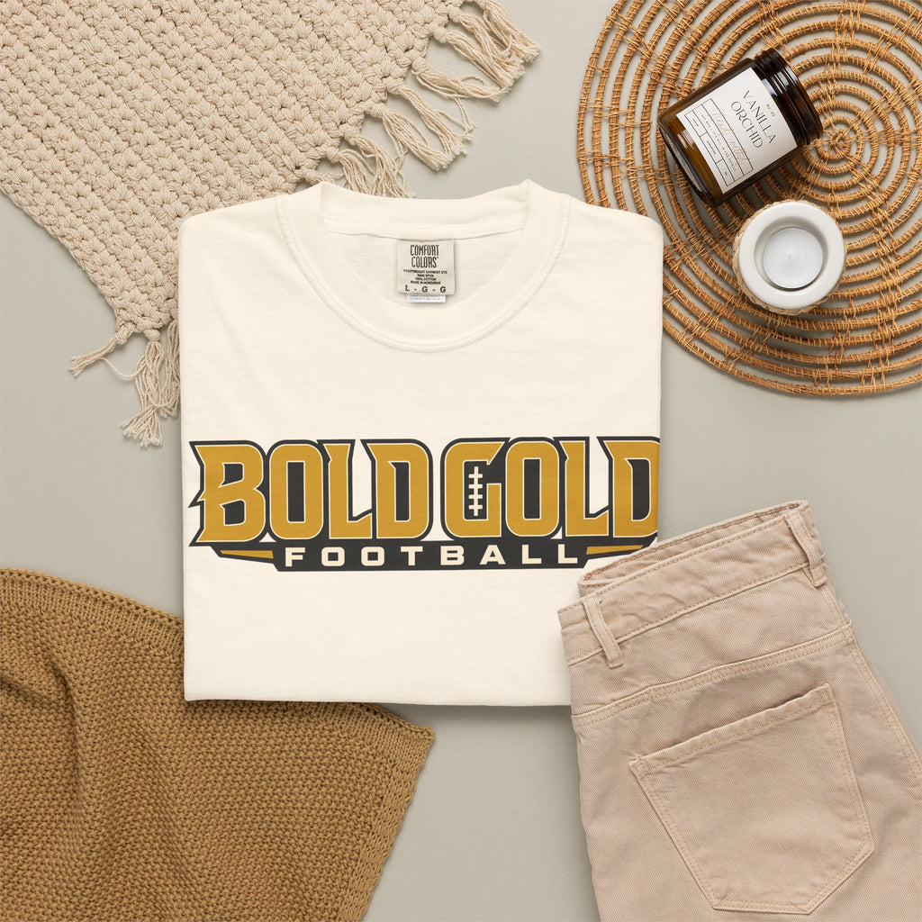 Bold Gold Football T-Shirt — Vintage Sport Tee