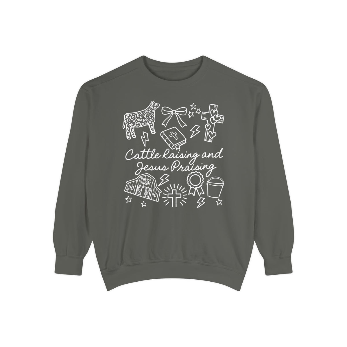Cattle Raising & Jesus Praising Sweatshirt — Stockshow Mom Christian Crewneck