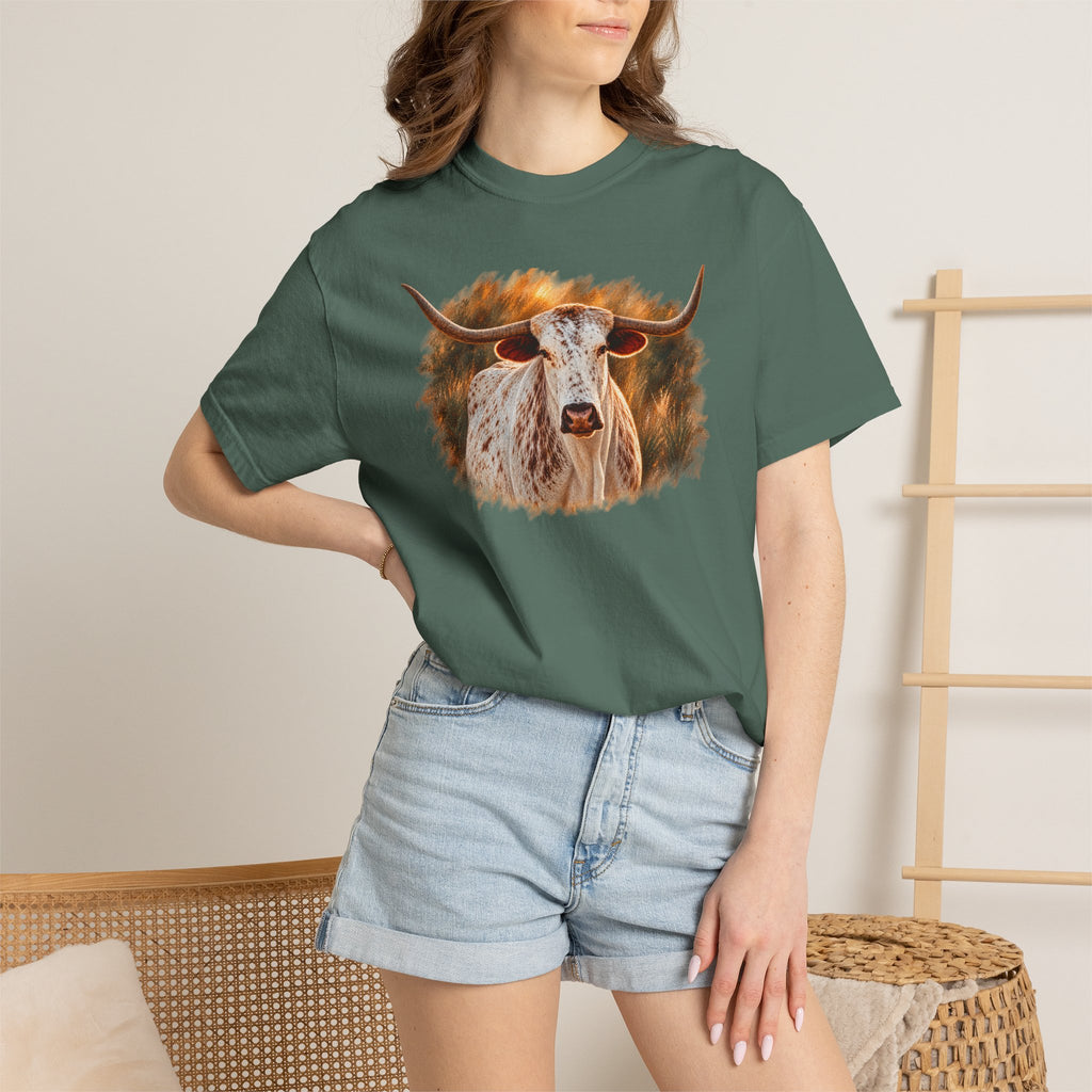 Longhorn Painting T-Shirt — Rustic Texas Cattle Graphic Tee