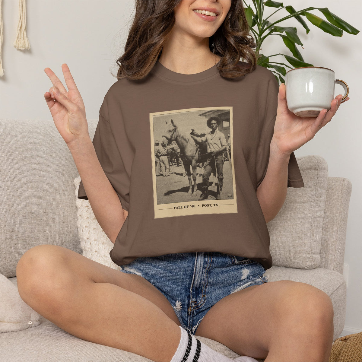Vintage Cowboy Photo T-Shirt — 'Tales of the West' Garment-Dyed Tee