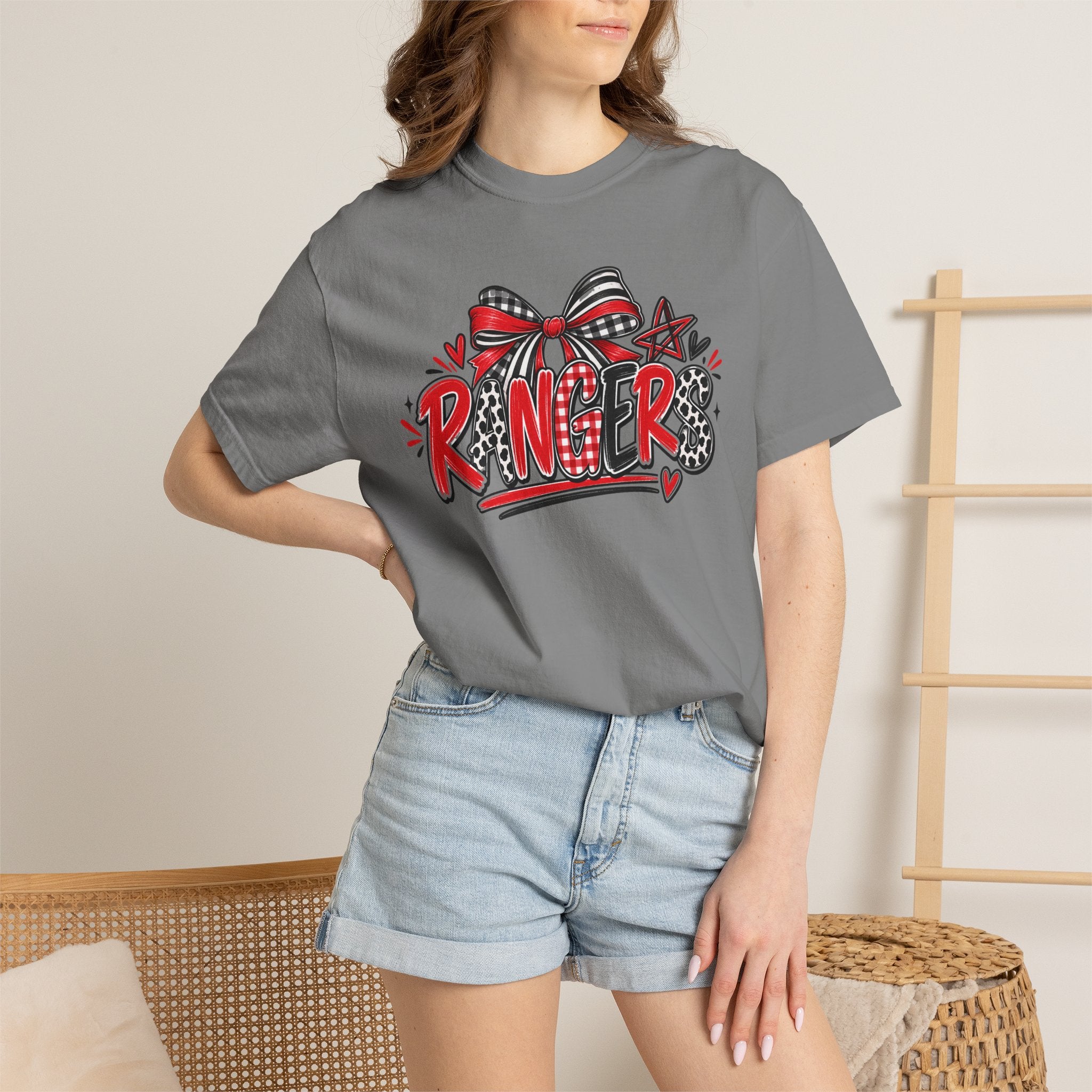 T-Shirt — Ranger Graphic Tee with Bow & Stars