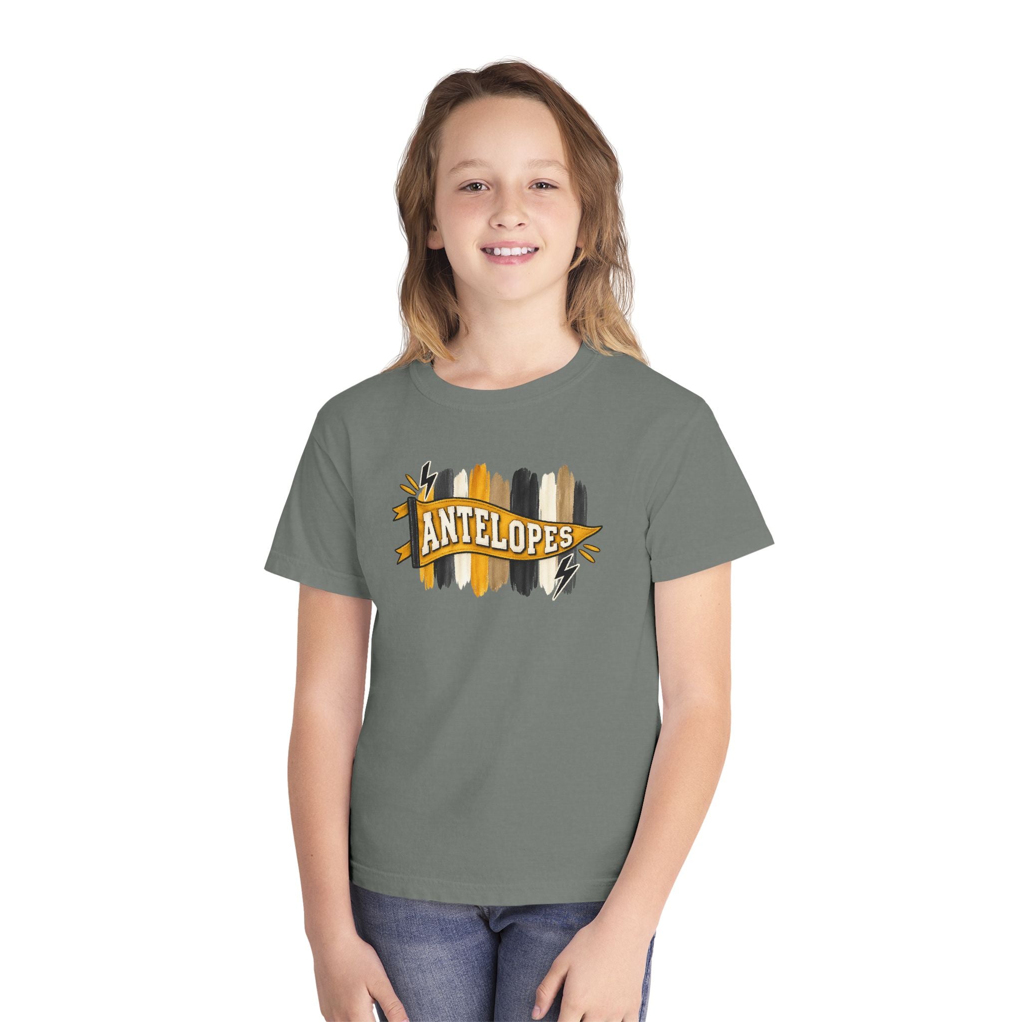 Antelopes Youth Tee — School Spirit Brushstroke Design