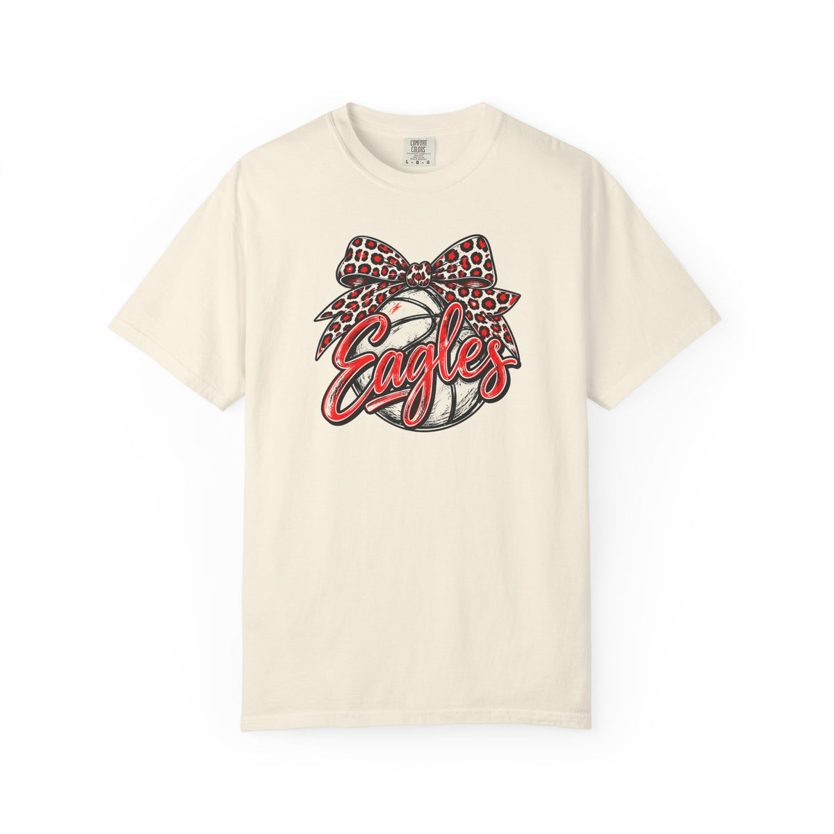 Eagles Volleyball T-Shirt with Leopard Bow Graphic