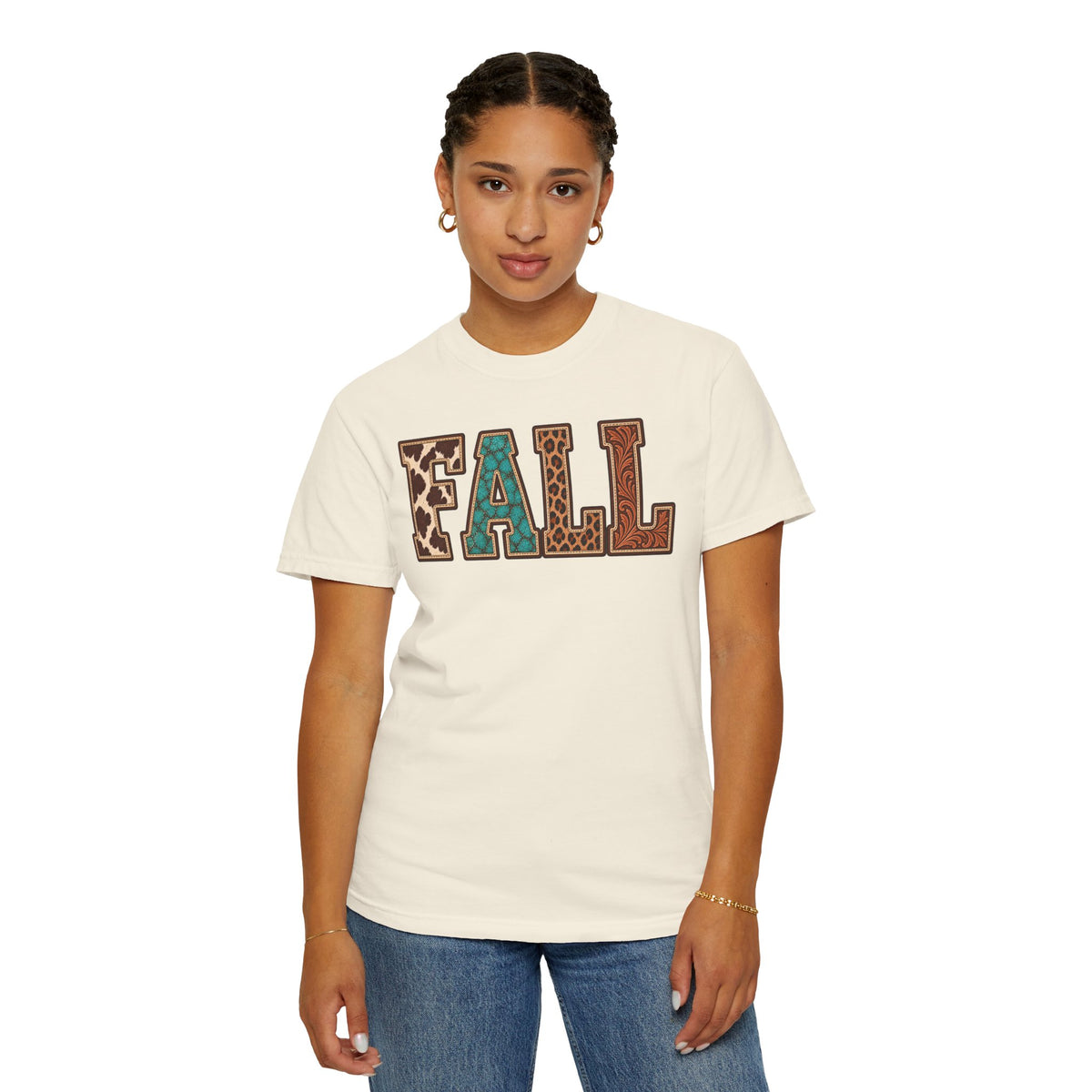 Fall Graphic T-Shirt —  Western Retro Patchwork Lettering