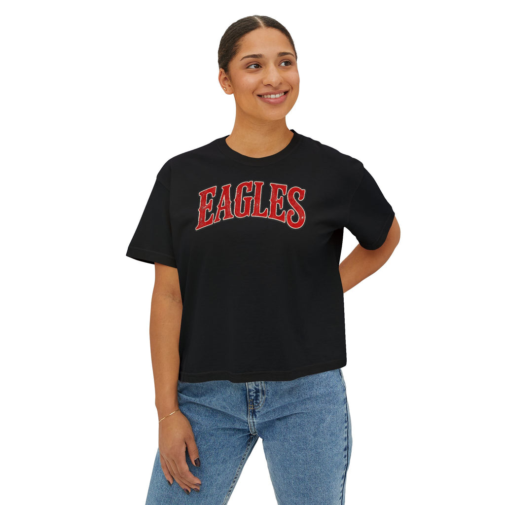 Eagles Graphic Boxy Tee — Women's Cropped Crewneck Shirt