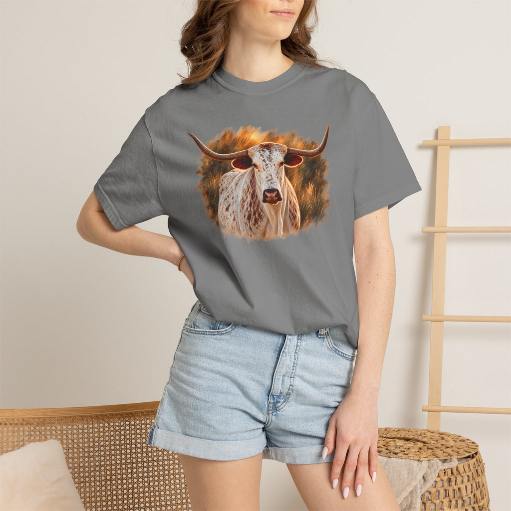 Longhorn Painting T-Shirt — Rustic Texas Cattle Graphic Tee
