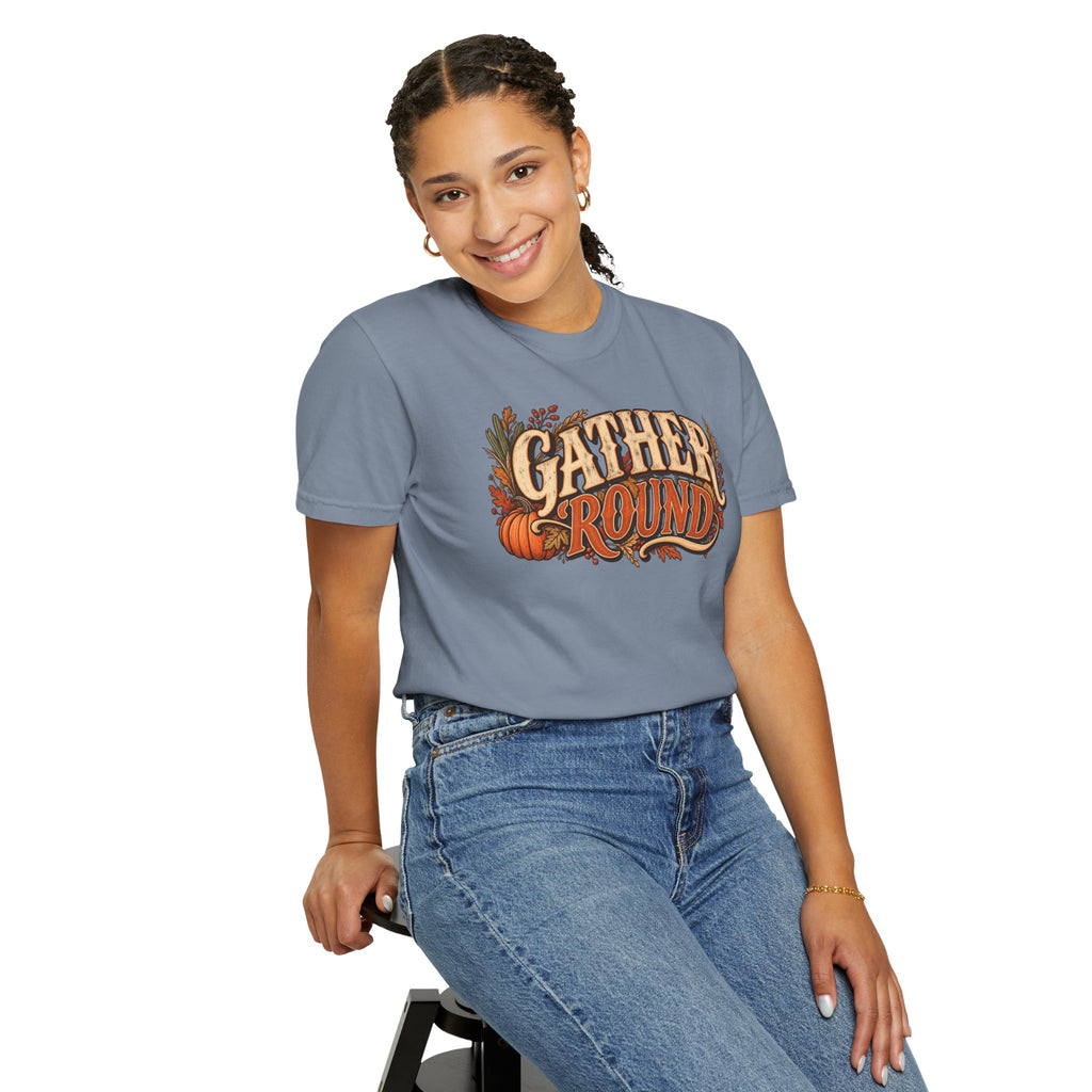 Gather 'Round Fall T-Shirt — Pumpkin Harvest Graphic Tee