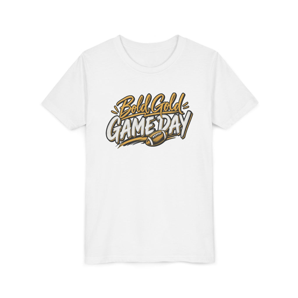 Youth Tee - "Bold Gold Gameday" Football Graphic