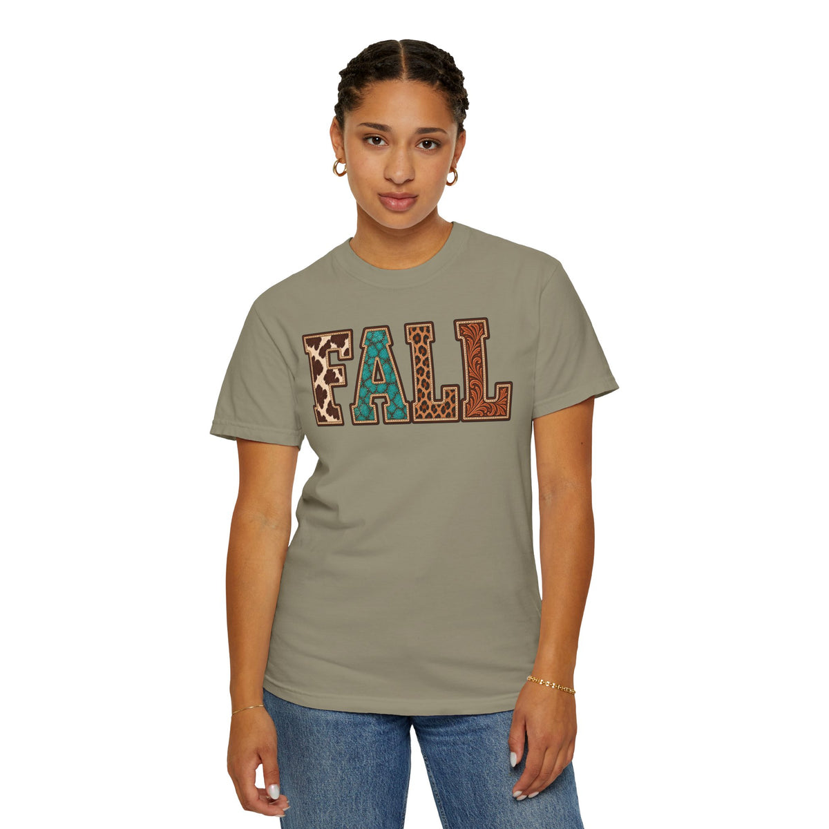 Fall Graphic T-Shirt —  Western Retro Patchwork Lettering