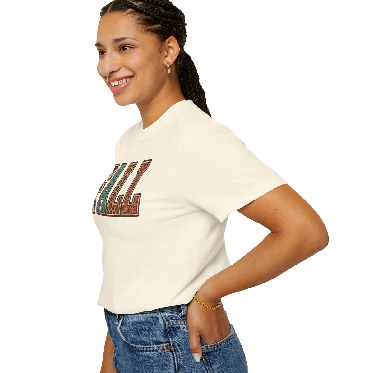 Fall Graphic T-Shirt —  Western Retro Patchwork Lettering