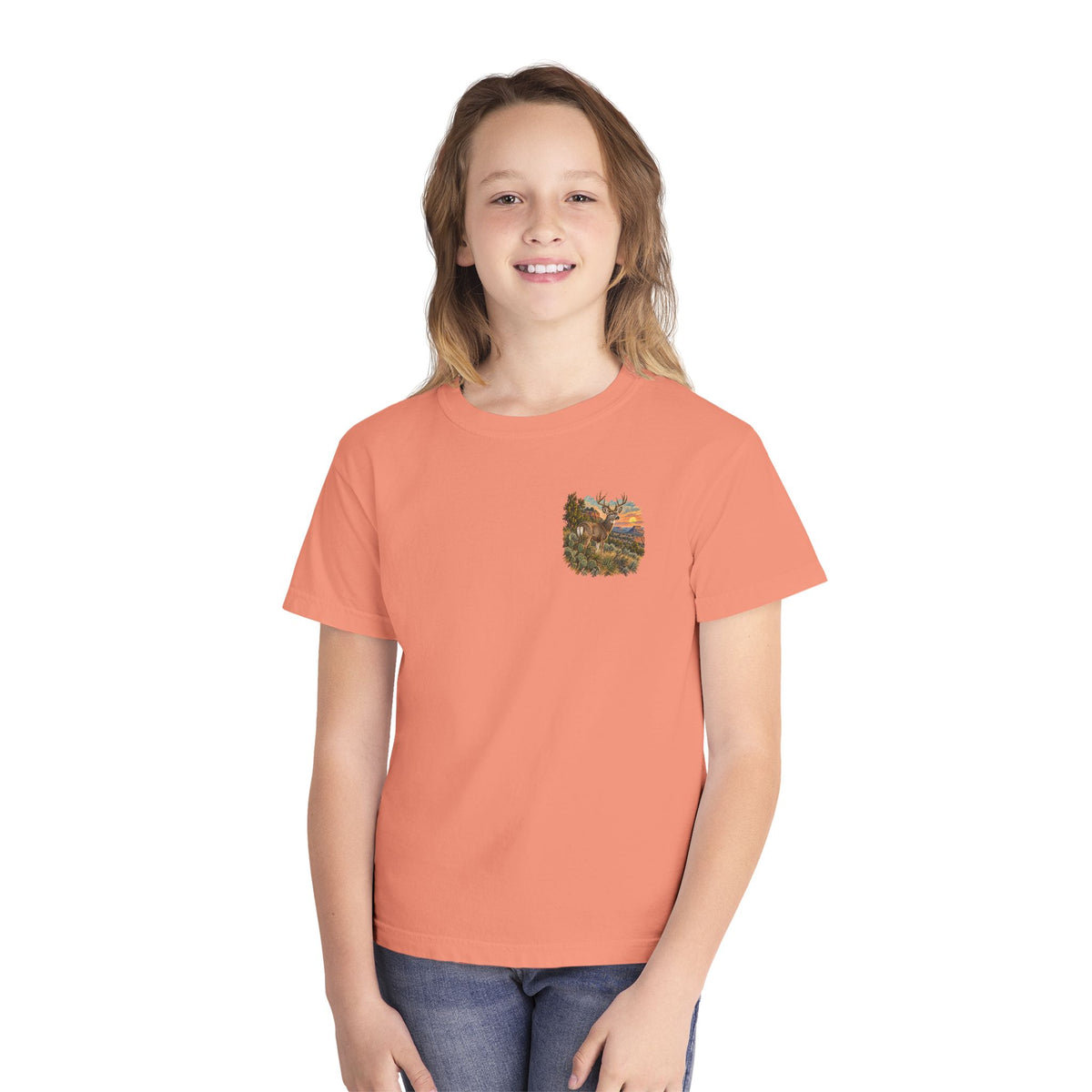 Youth Tee — Caprock Critters Mule Deer at Sunset