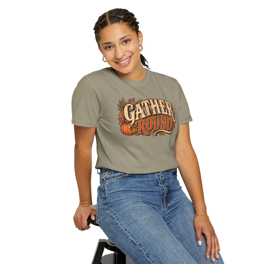 Gather 'Round Fall T-Shirt — Pumpkin Harvest Graphic Tee