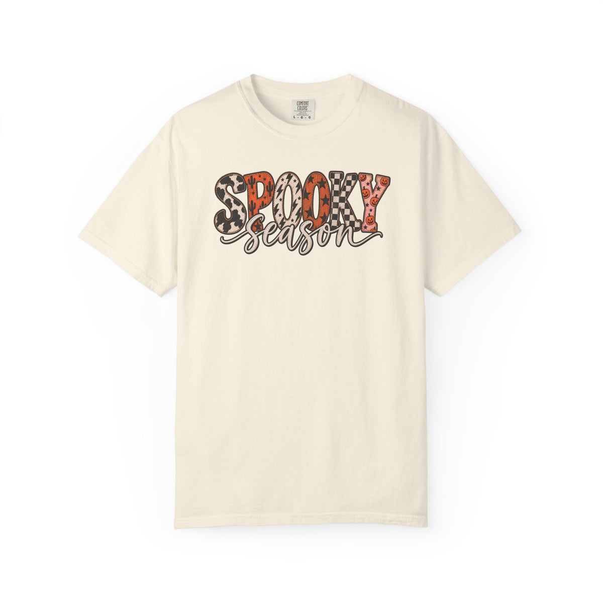 Spooky Season T-Shirt — Halloween Graphic Tee with Leopard & Pumpkin Print
