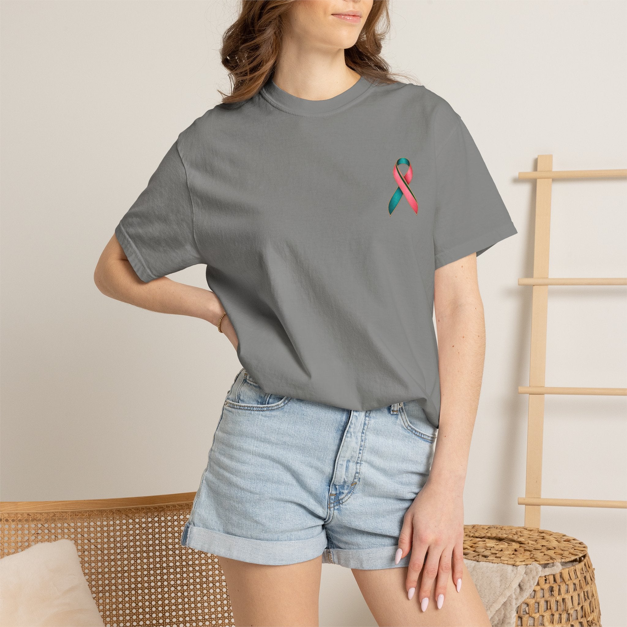Metastatic Cancer Awareness Ribbon T‑Shirt — Garment‑Dyed Support Tee