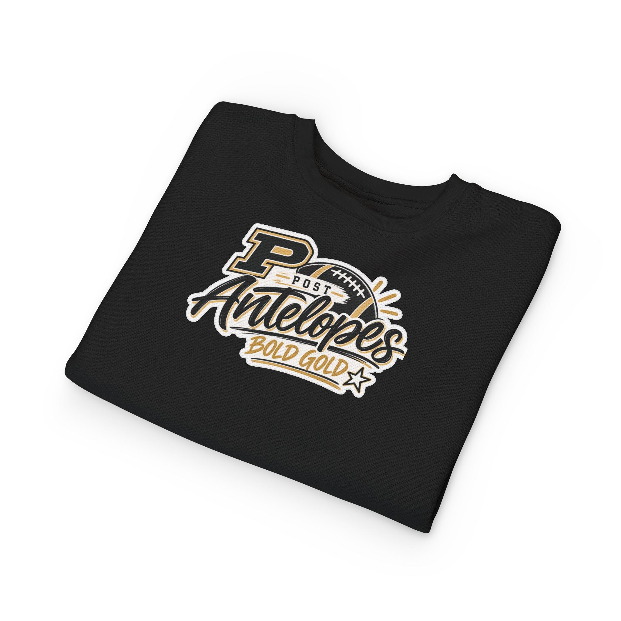 Toddler Sweatshirt — Post Antelopes Bold Gold Football Logo Kids Crewneck