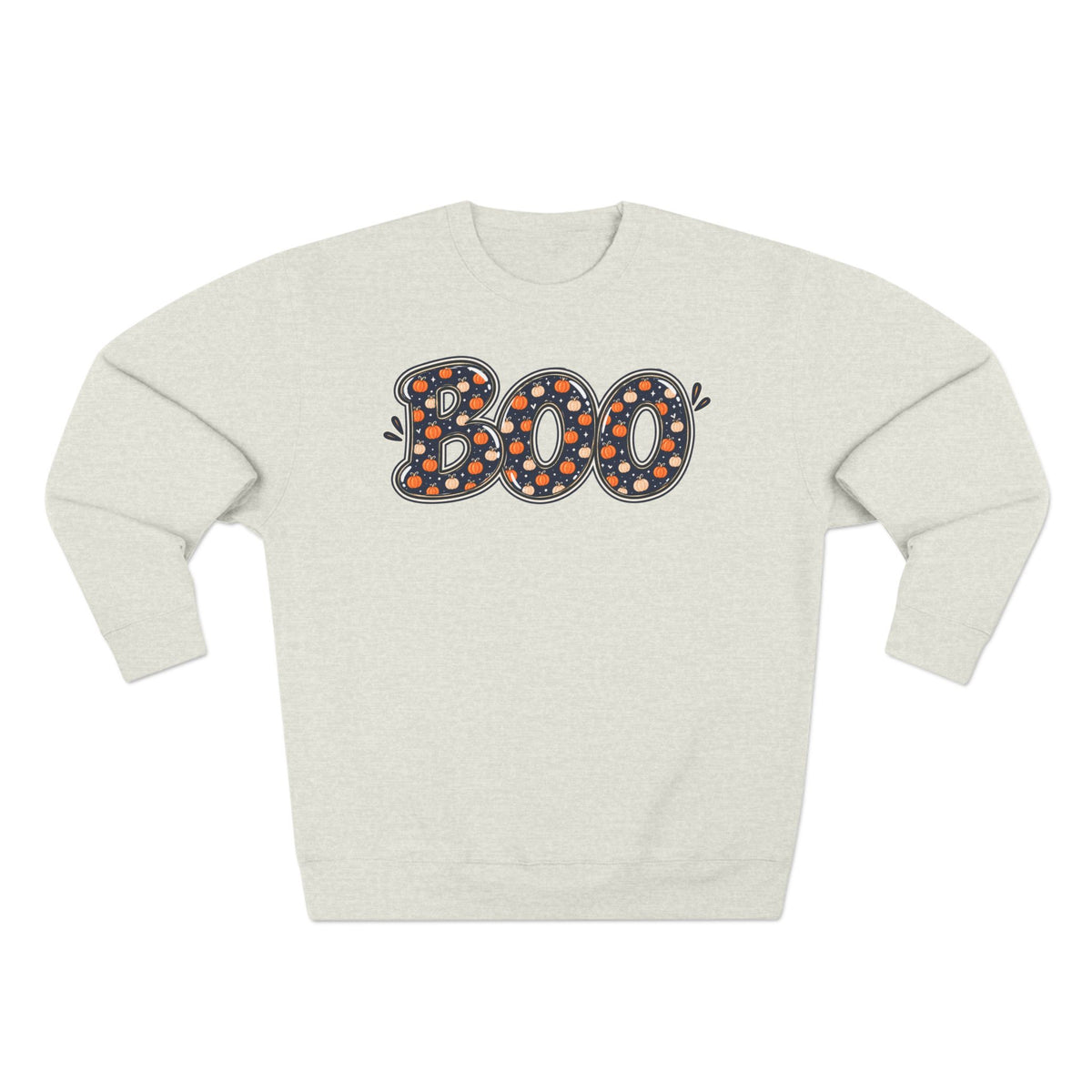 BOO Polka Dot Halloween Sweatshirt — Pumpkin & Navy Dotted Crewneck
