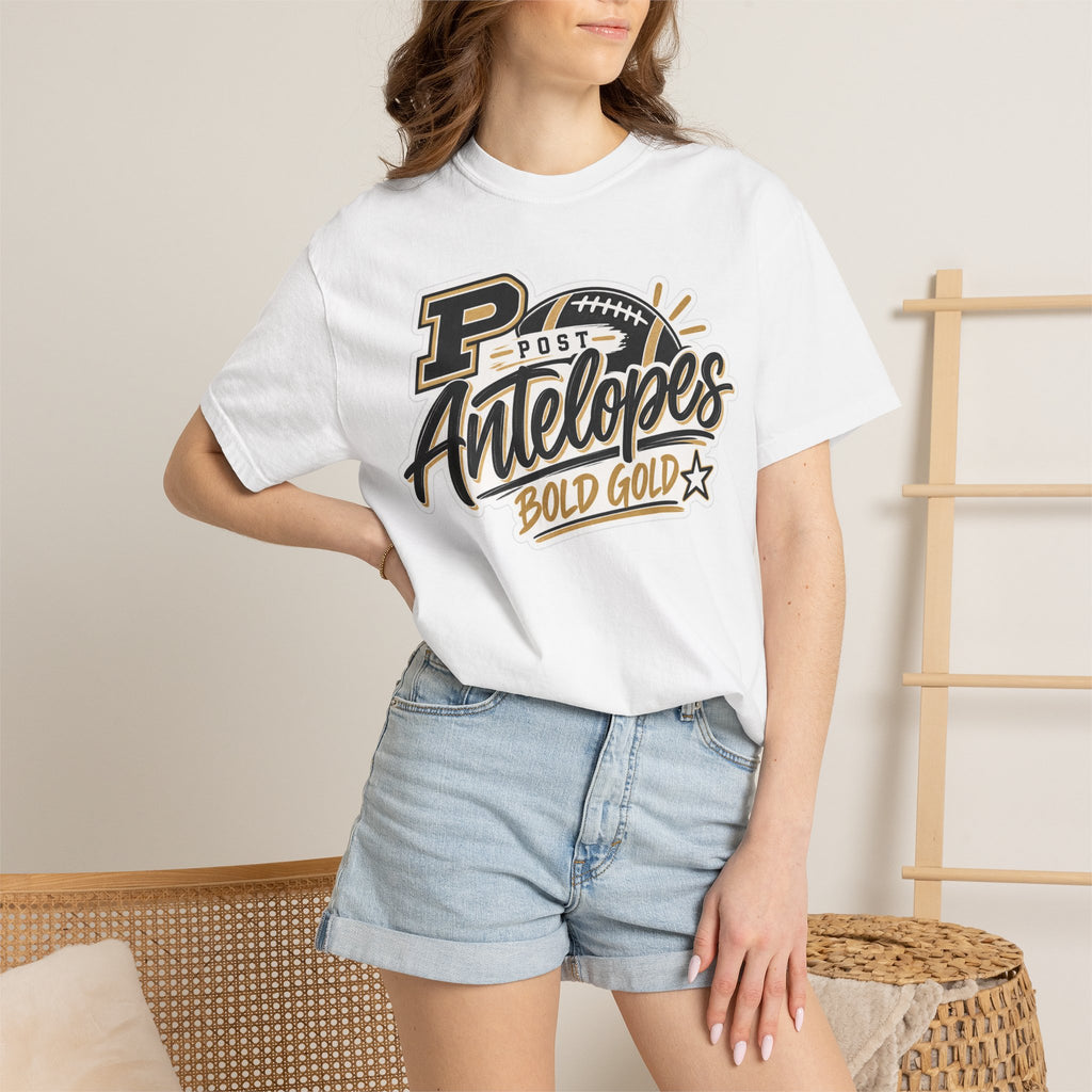 Post Antelopes Bold Gold Football T-Shirt