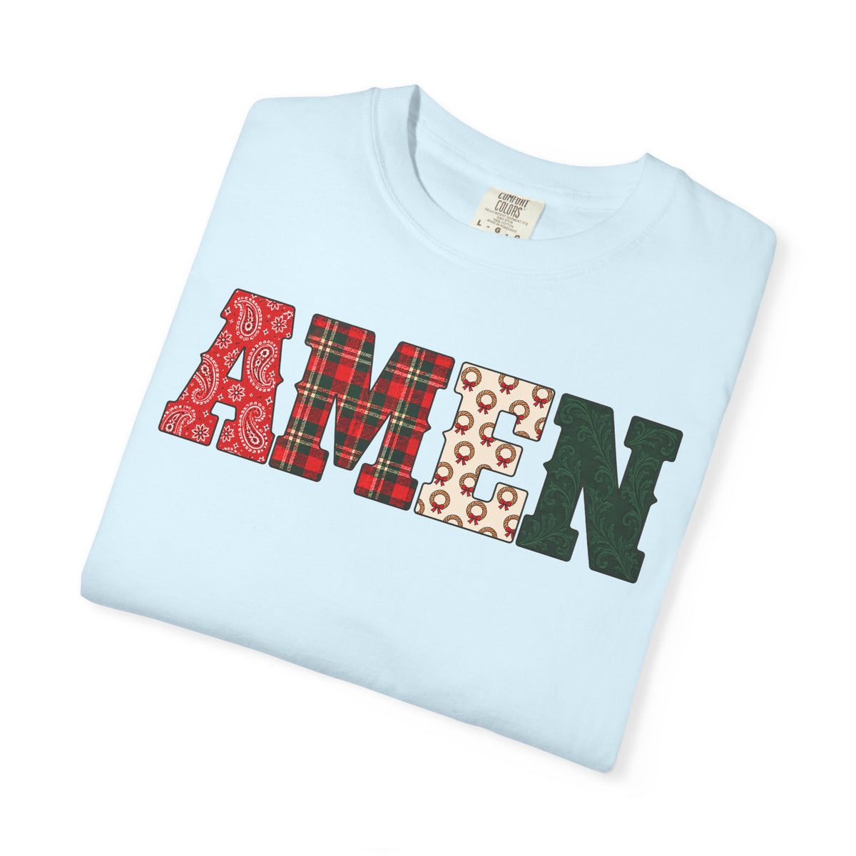 AMEN Western Christmas Patchwork T-Shirt