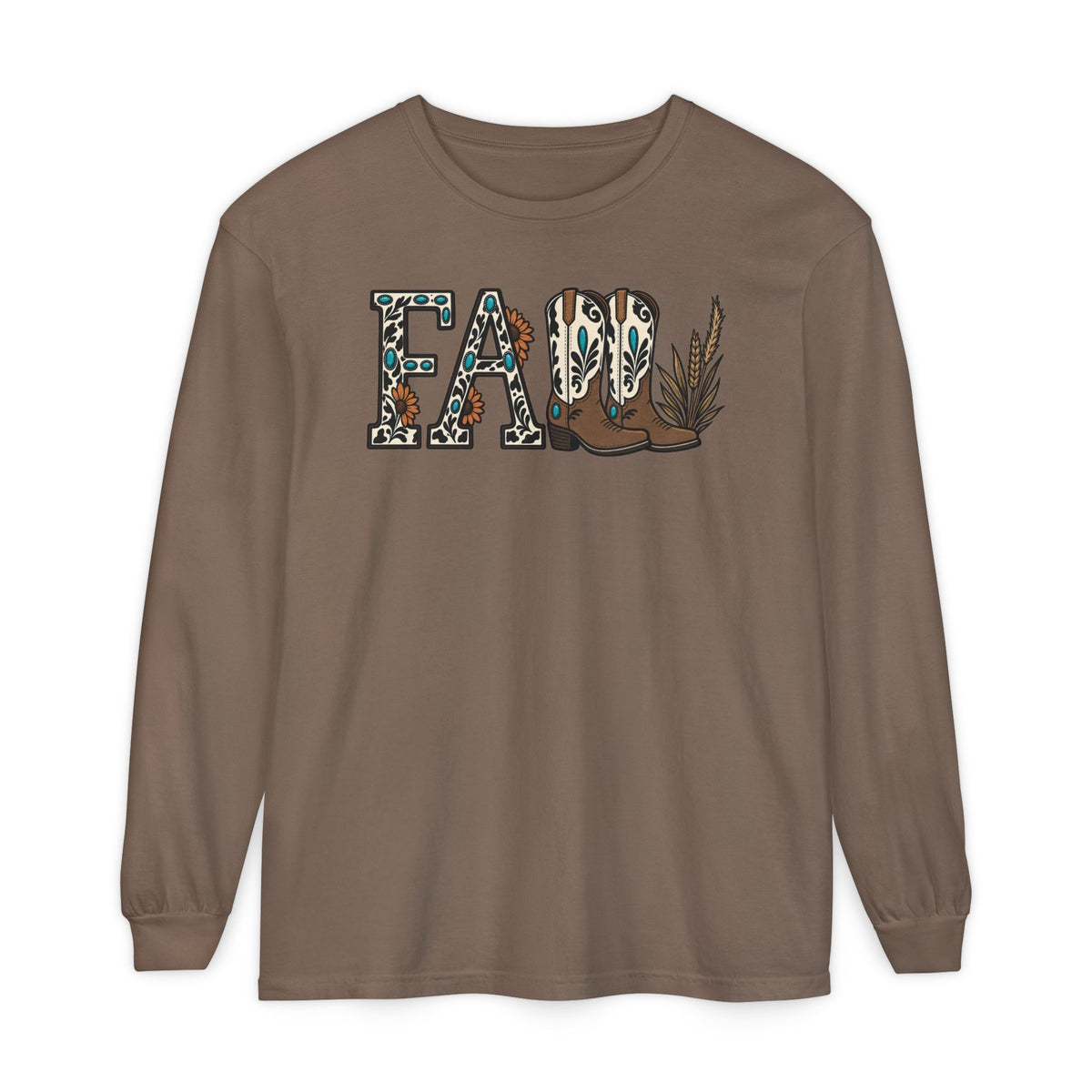 Fall Leopard Boots Graphic Long Sleeve Tee