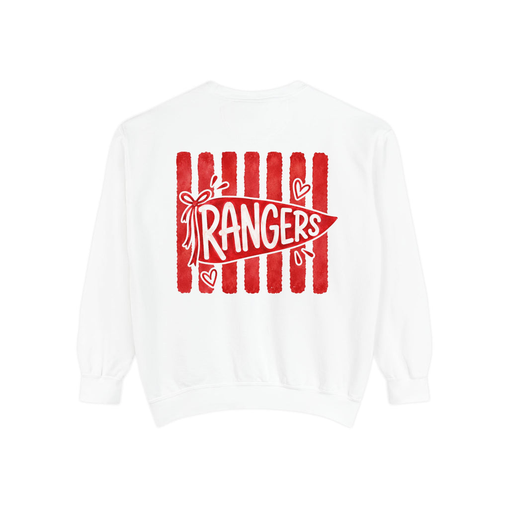 Rangers Pennant Graphic Sweatshirt — Red Striped Team Crewneck