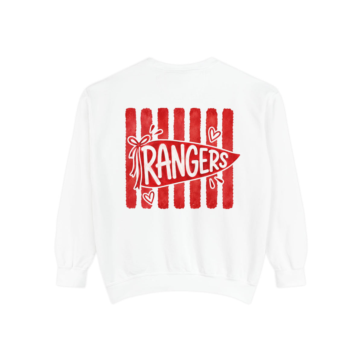 Rangers Pennant Graphic Sweatshirt — Red Striped Team Crewneck