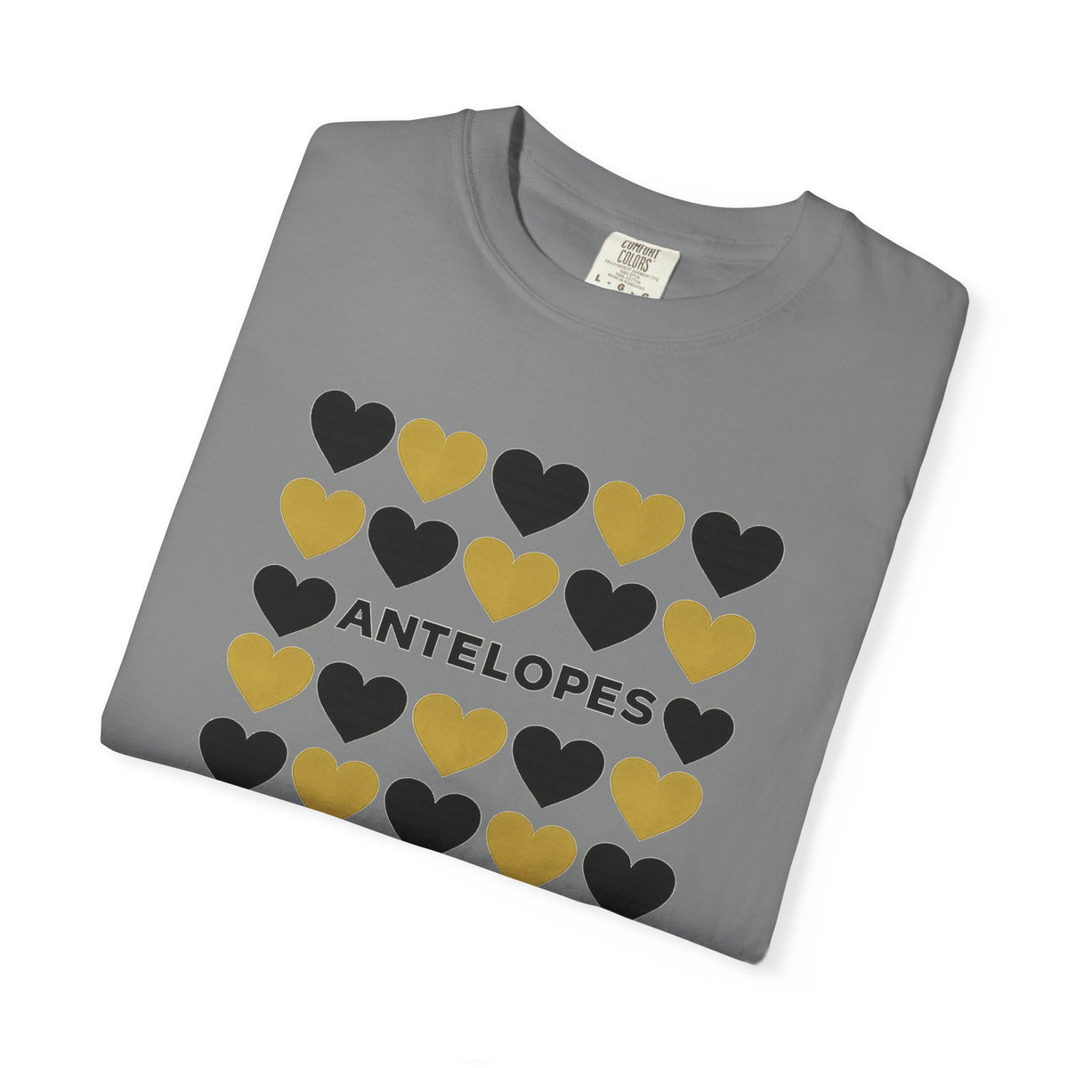 Antelopes Heart Grid T-Shirt — Gold & Black Graphic Tee