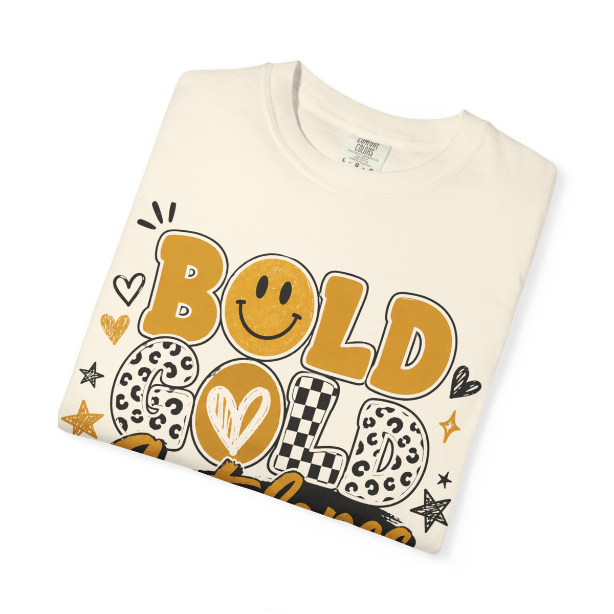 Bold Gold Antelopes Graphic T-Shirt — Cheerful Retro Smile Design