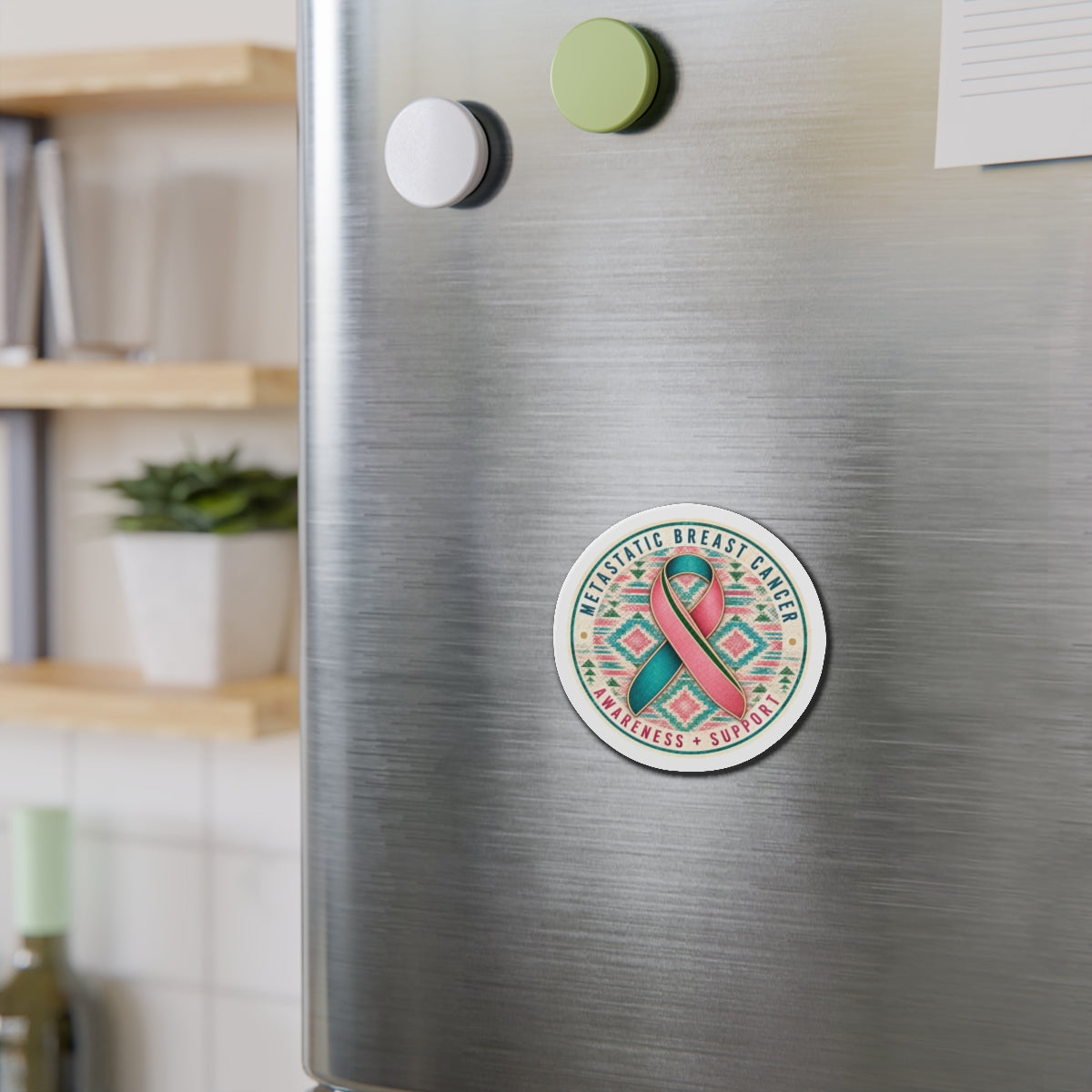 Metastatic Breast Cancer Awareness Ribbon Magnet — Support & Awareness Die-Cut Magnet