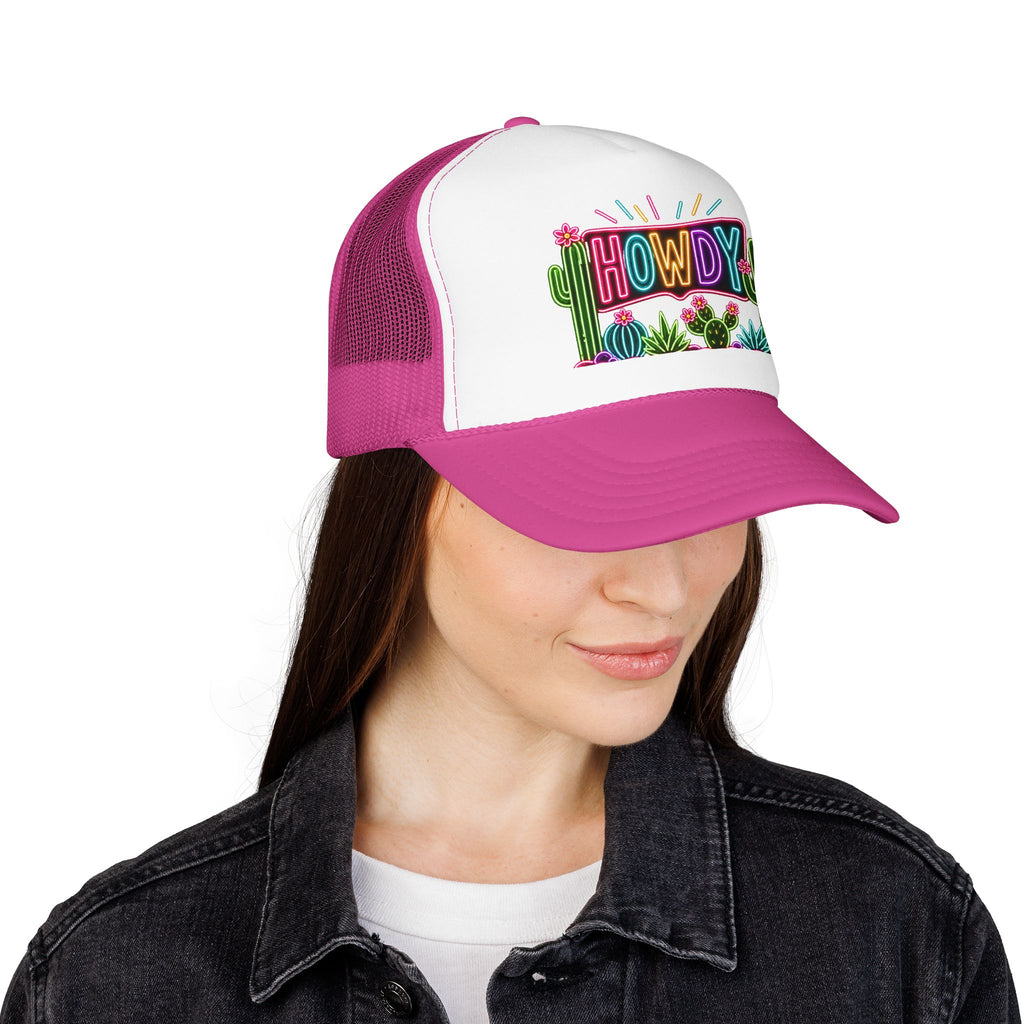 Howdy Neon Cactus Trucker Hat