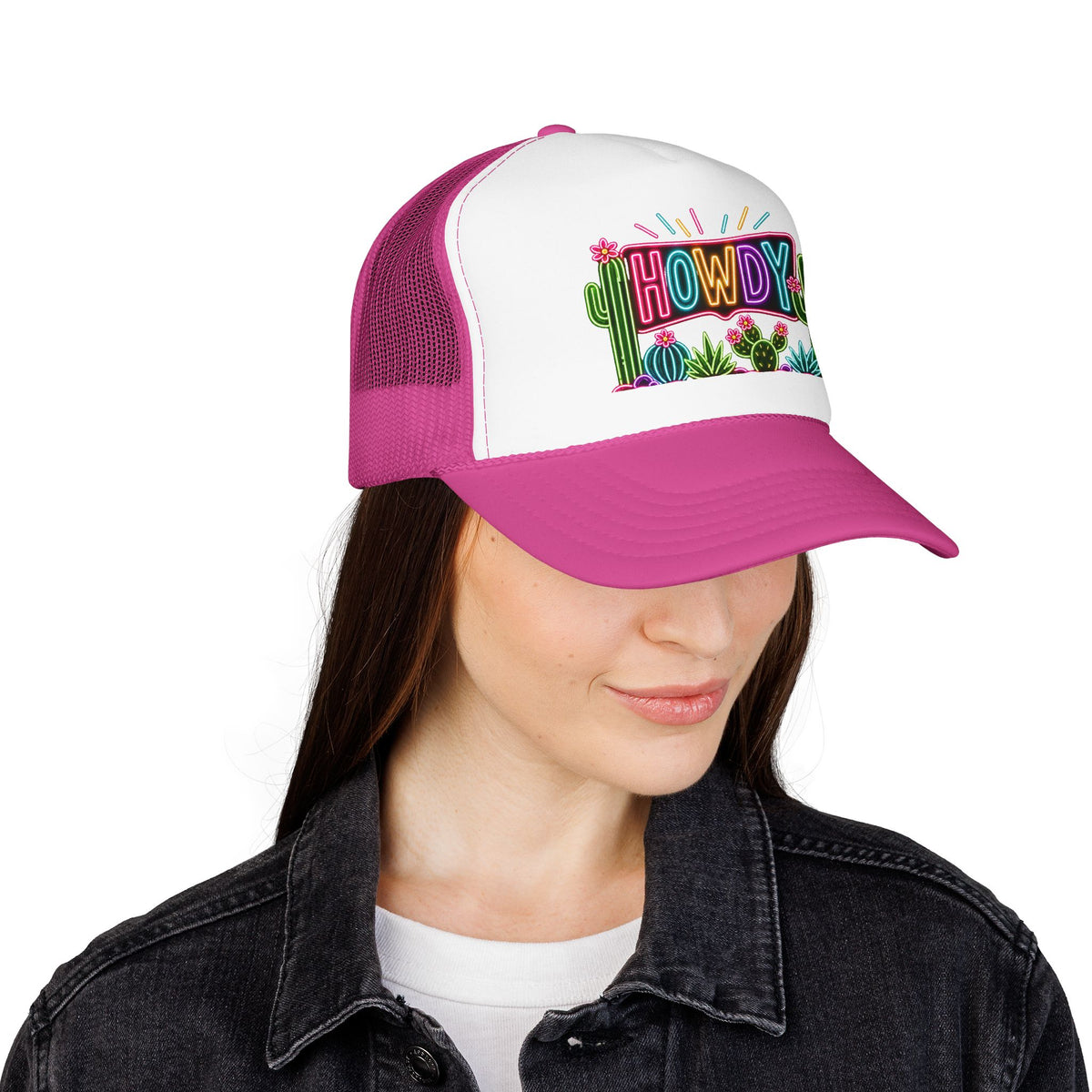 Howdy Neon Cactus Trucker Hat