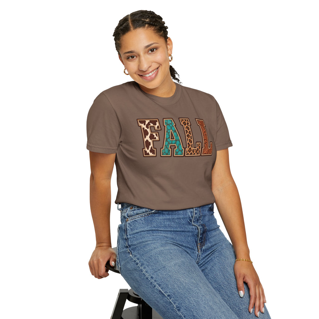 Fall Graphic T-Shirt —  Western Retro Patchwork Lettering