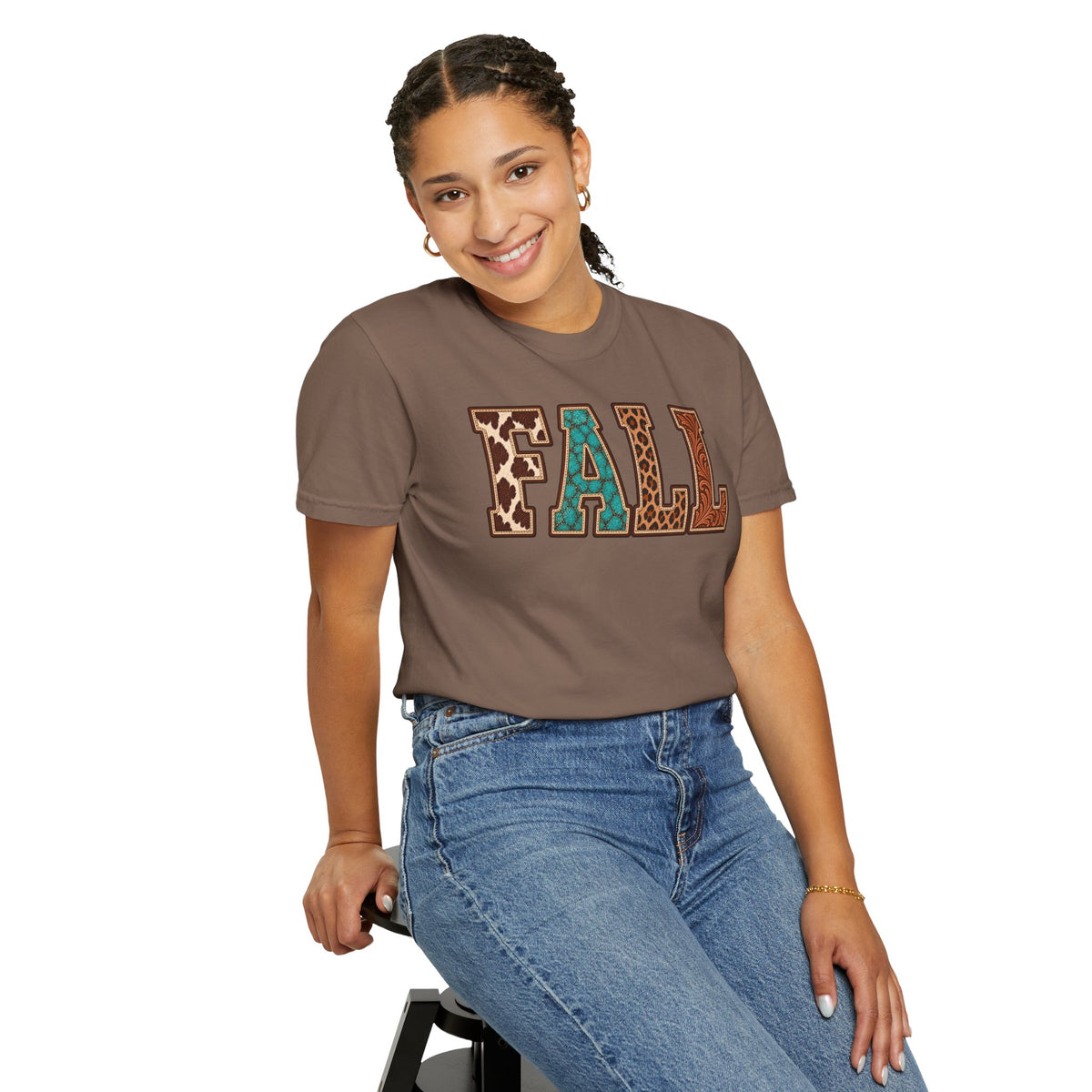 Fall Graphic T-Shirt —  Western Retro Patchwork Lettering