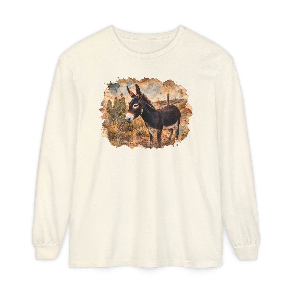 Donkey in Desert Scene Long Sleeve Tee