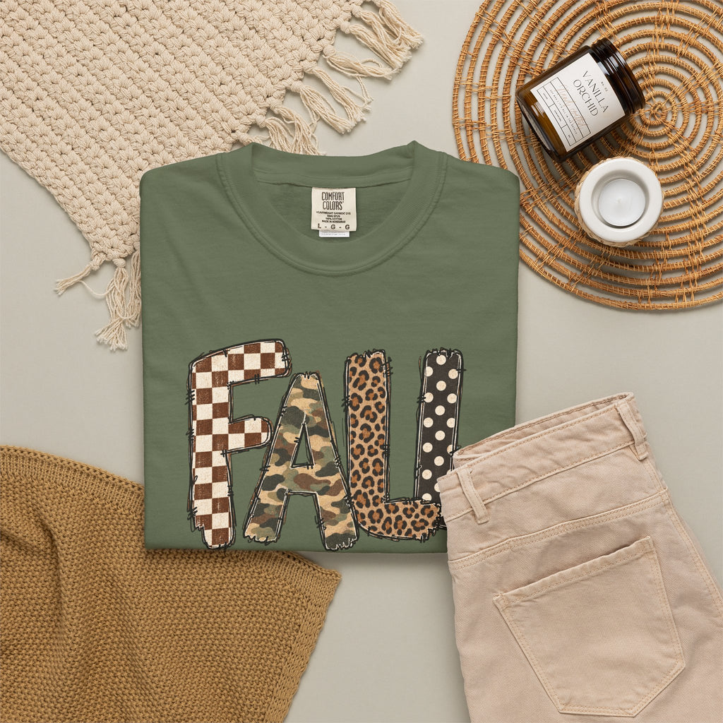 Fall Patchwork Letter T-Shirt