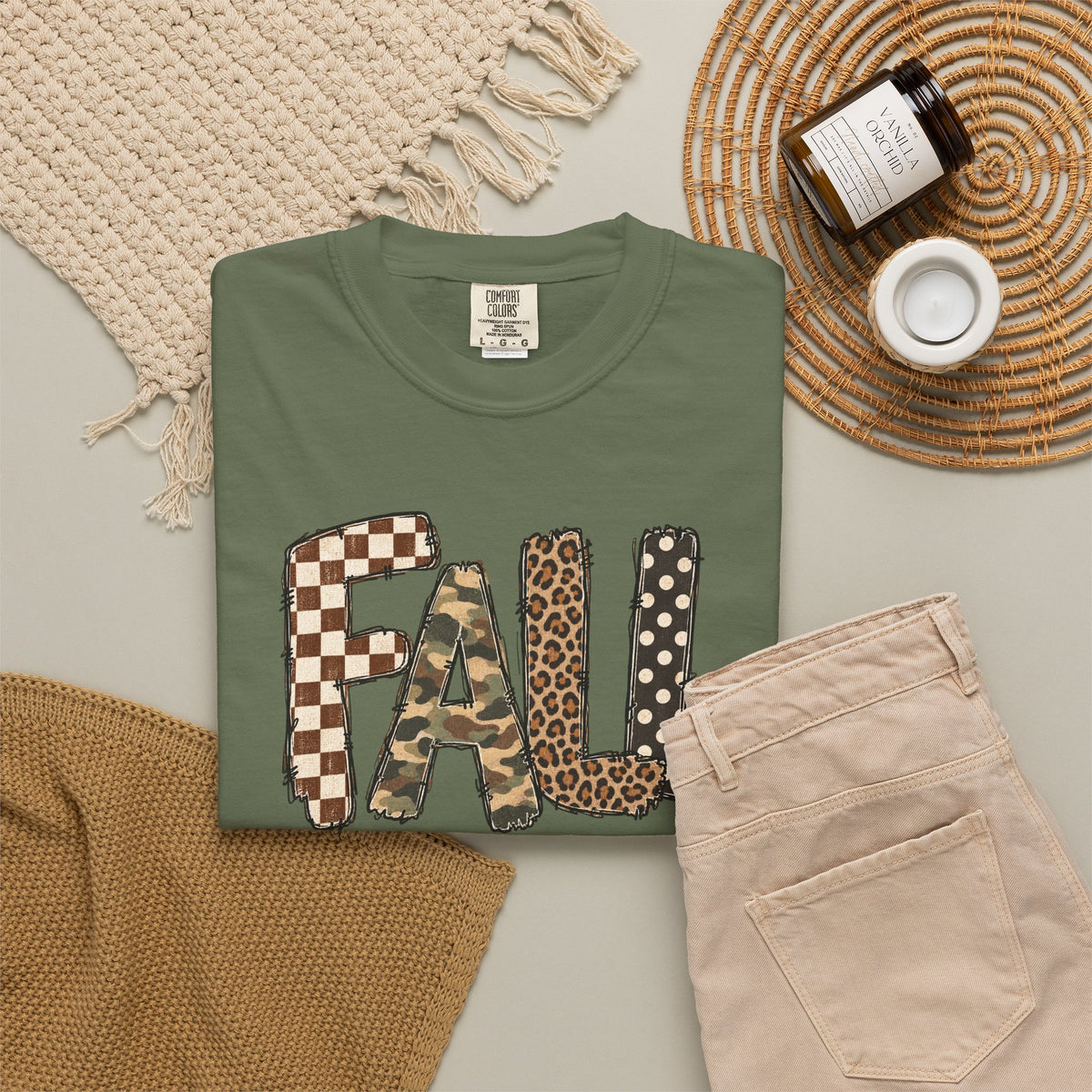 Fall Patchwork Letter T-Shirt