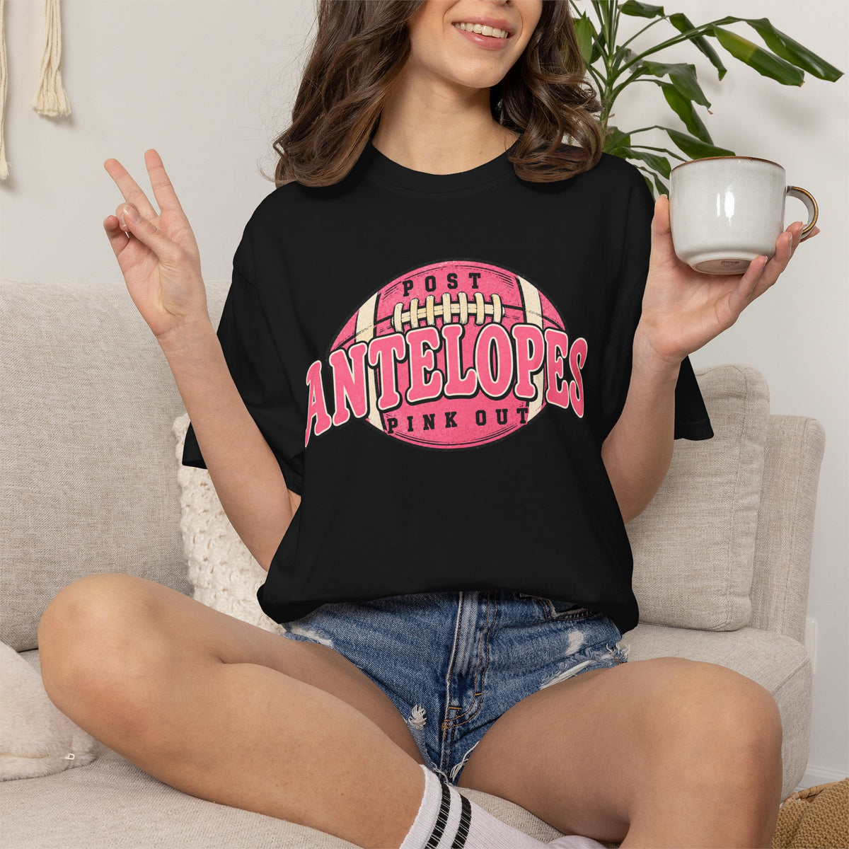 Antelopes Pink Out Football T-Shirt — Vintage Team Game Day Tee