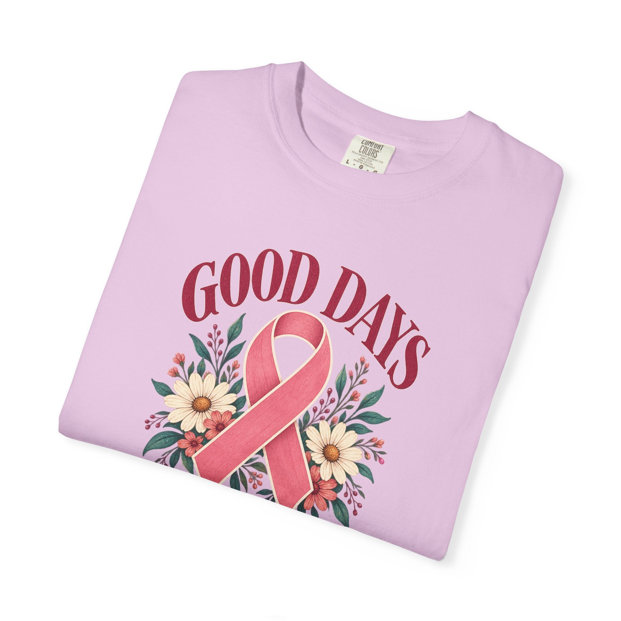 Breast Cancer Awareness T-Shirt — "Good Days Ahead" Ribbon Floral Tee