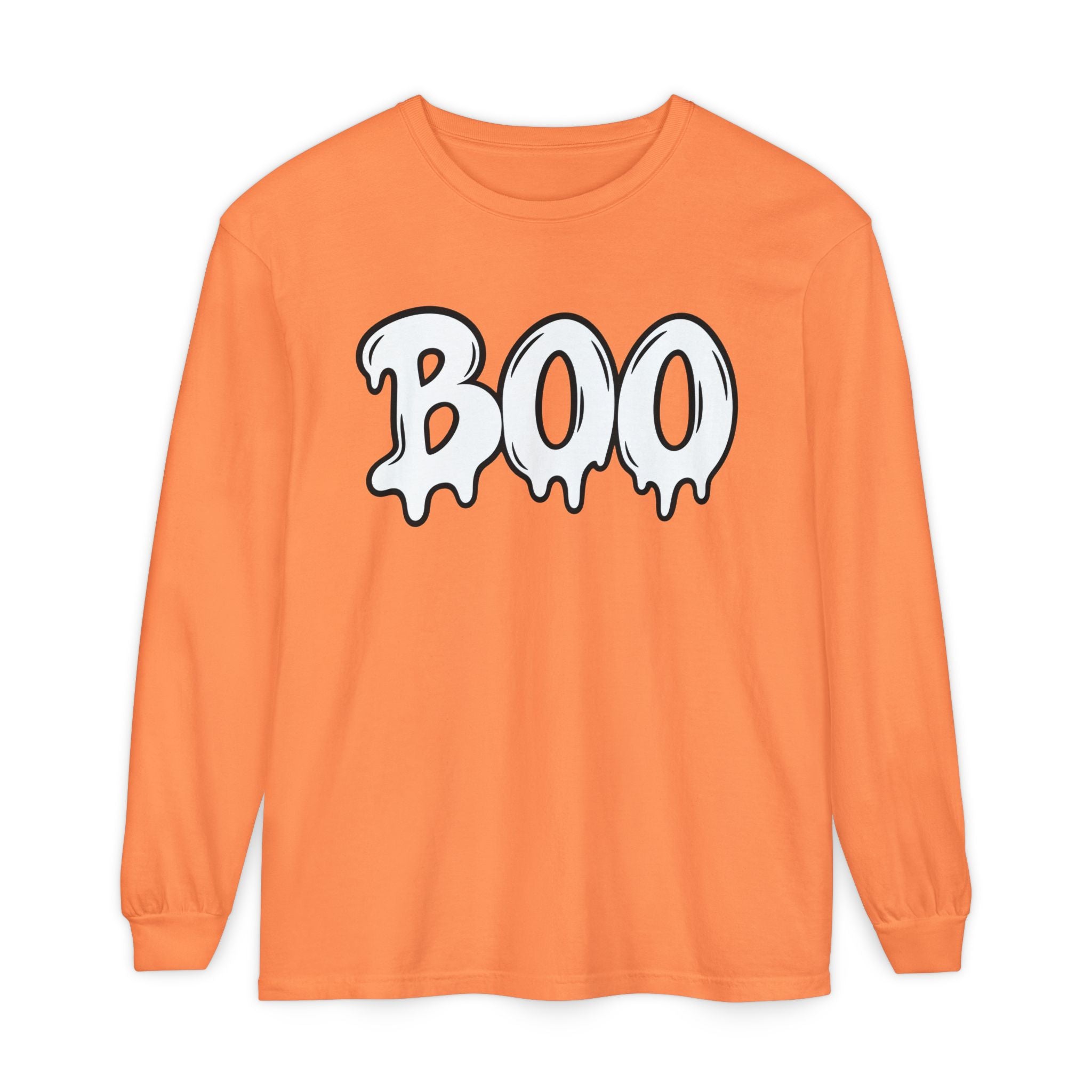 BOO Long Sleeve Tee — Halloween Graphic Shirt