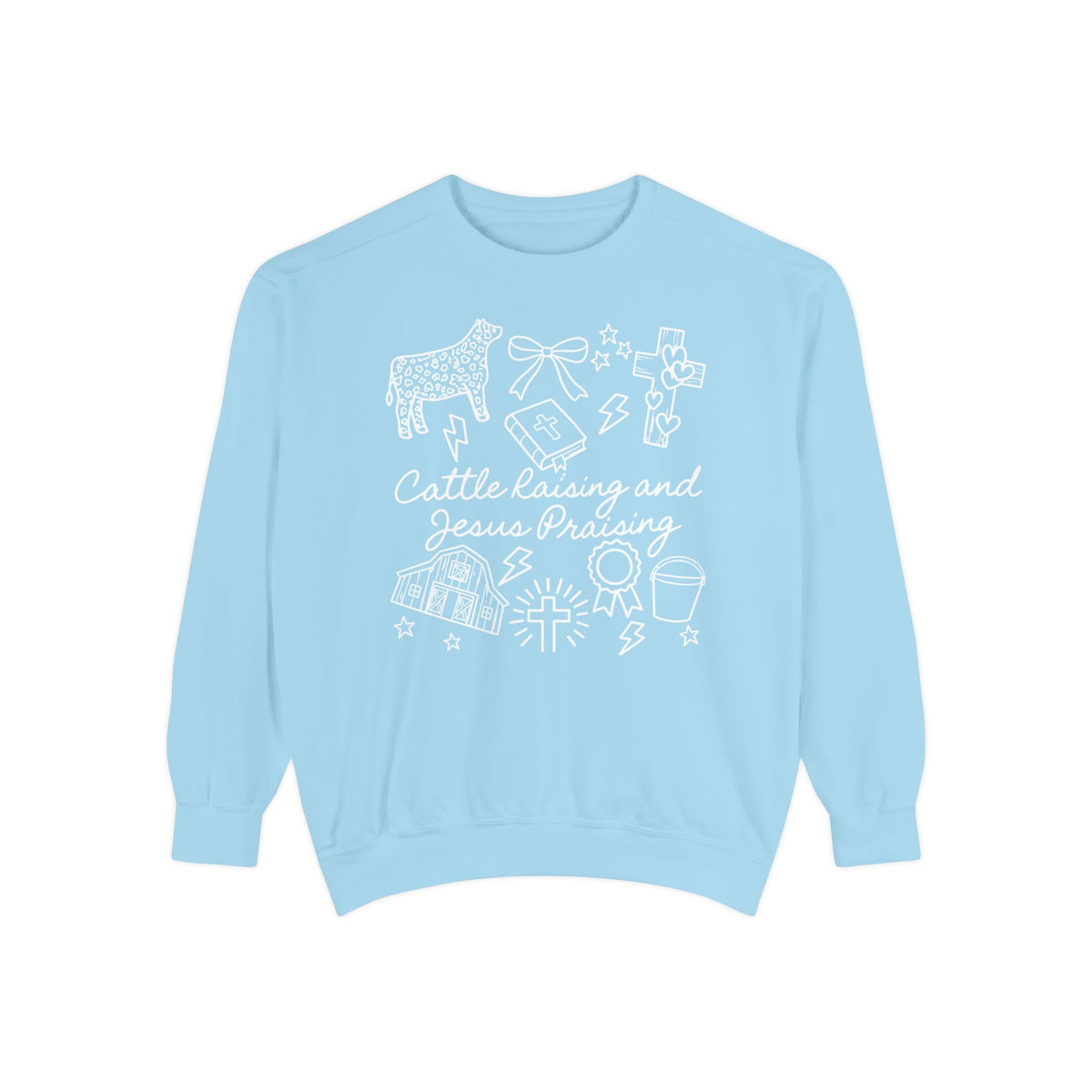 Cattle Raising & Jesus Praising Sweatshirt — Stockshow Mom Christian Crewneck