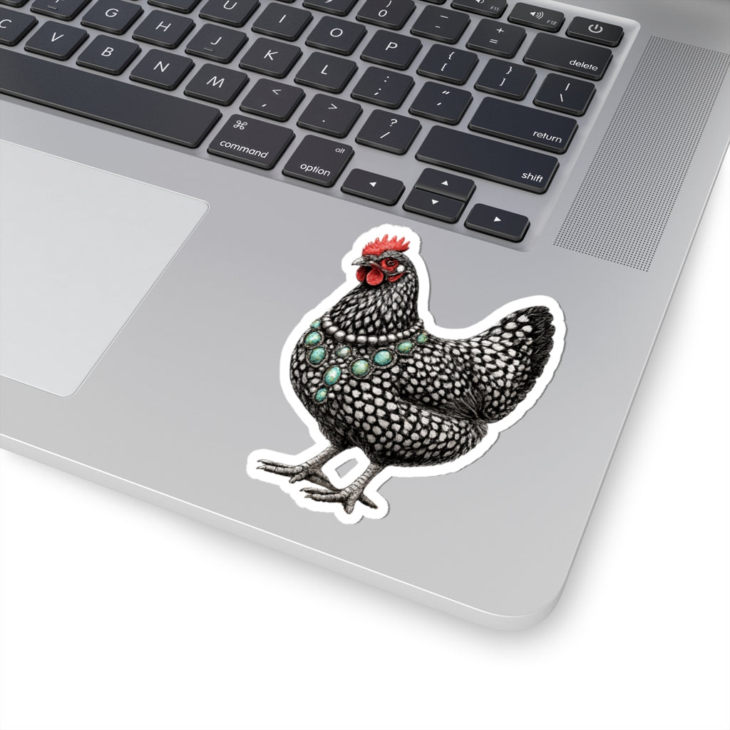 Decorative Hen Sticker — Black Speckled Chicken Kiss-Cut Vinyl Decal