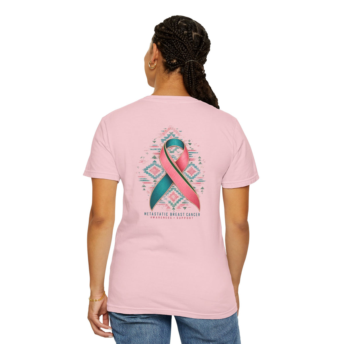 Metastatic Cancer Awareness Ribbon T‑Shirt — Garment‑Dyed Support Tee