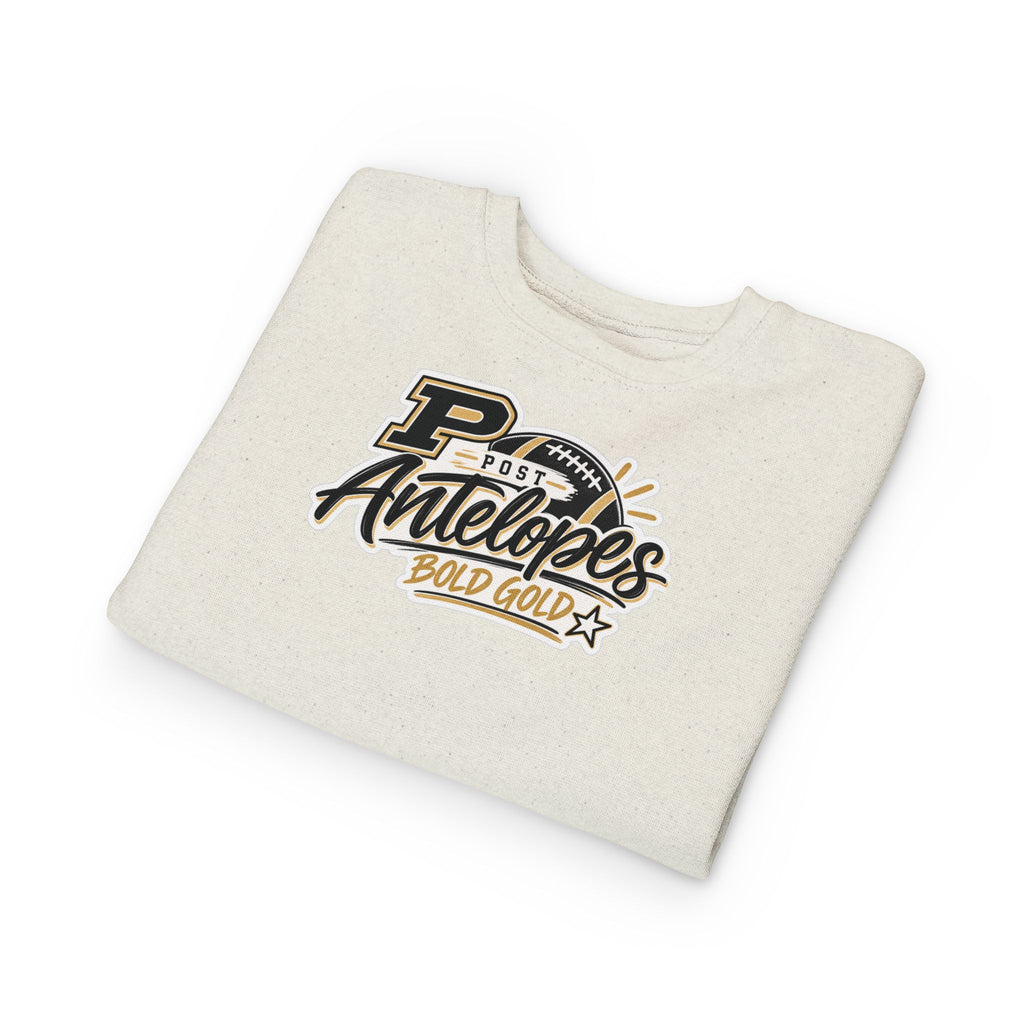 Toddler Sweatshirt — Post Antelopes Bold Gold Football Logo Kids Crewneck