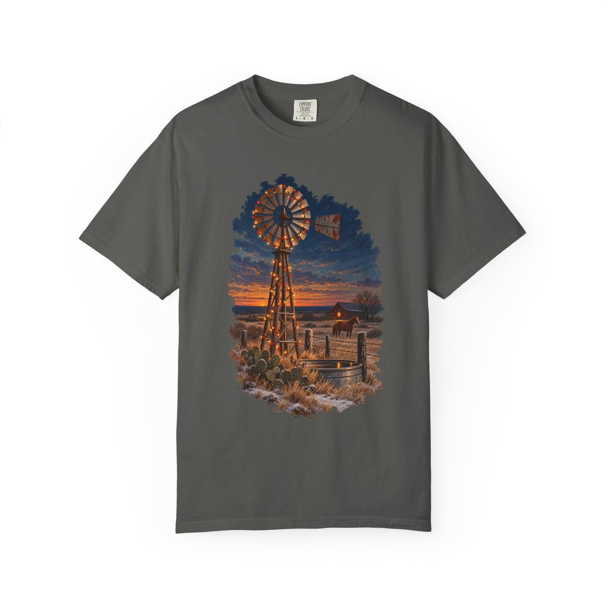 Vintage Windmill Christmas Sunset T-Shirt