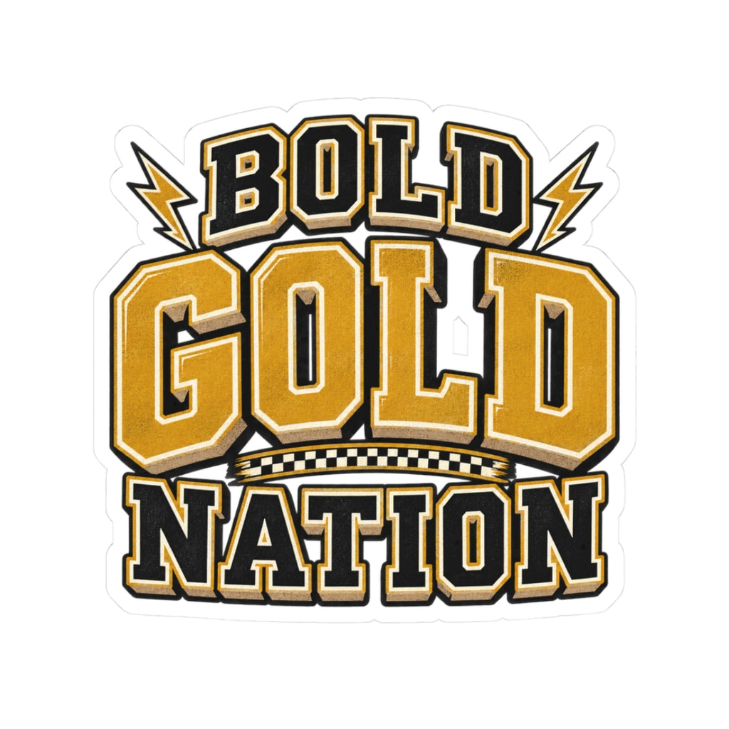 Bold Gold Nation Sticker — Sports Team Pride Kiss-Cut Decal